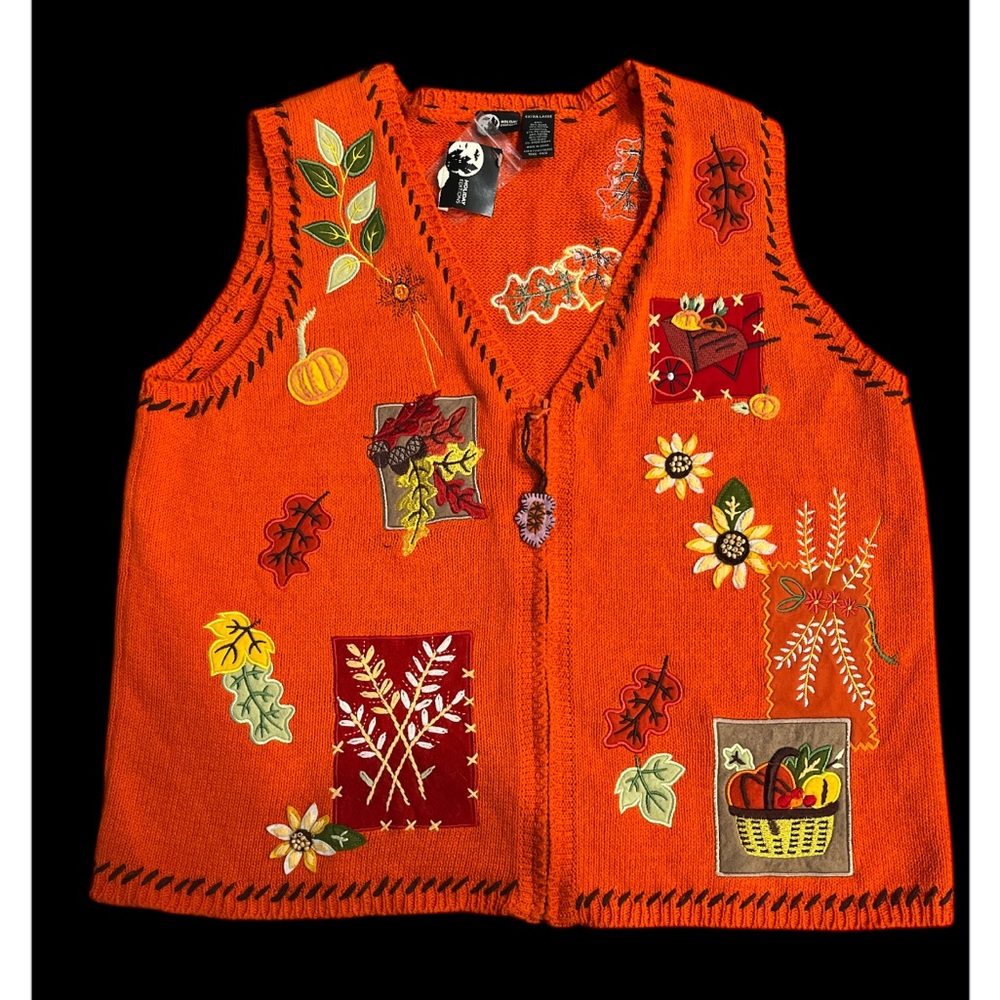 Holiday‎ Editions Bright Orange Embroidered Vest very pretty